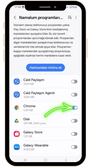 allow downloading from unknown sources
